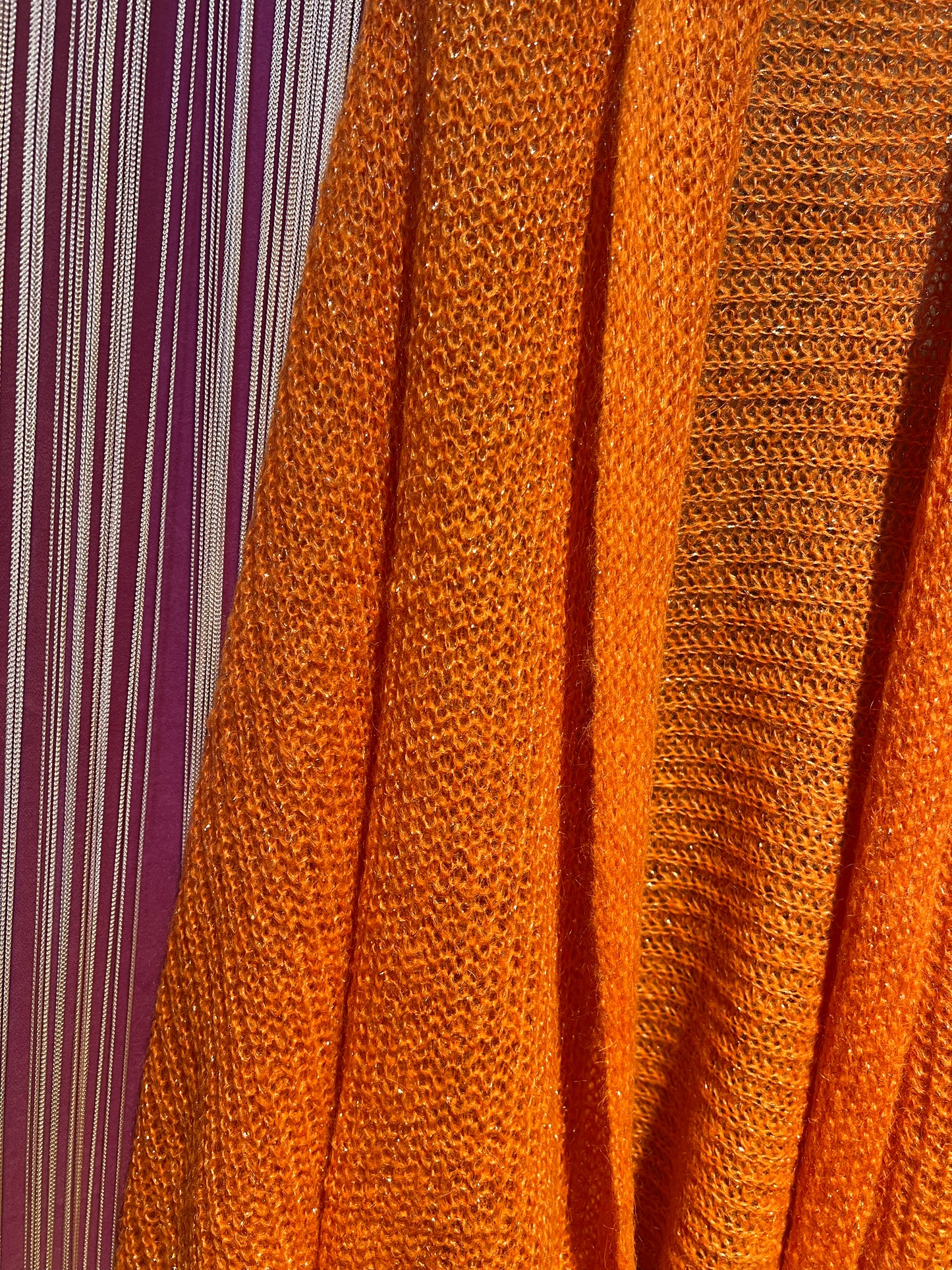 Pink memories sciarpa mantella nuvola con lurex arancio