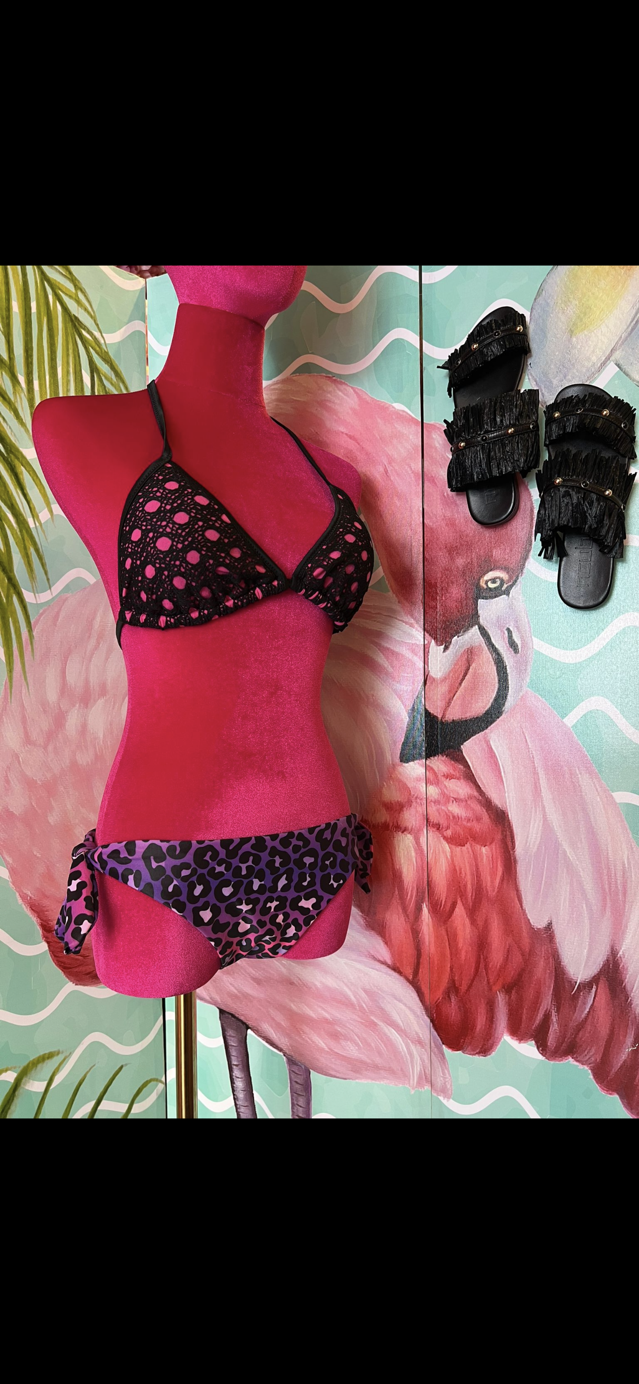 Nina 27 meno 67% bikini pizzo slip laccetti maculato lilla