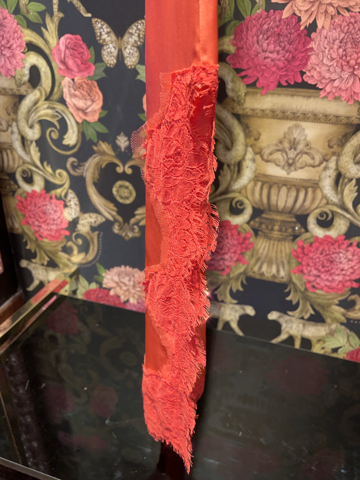 Pink memories abito sottoveste arancio spacco pizzo