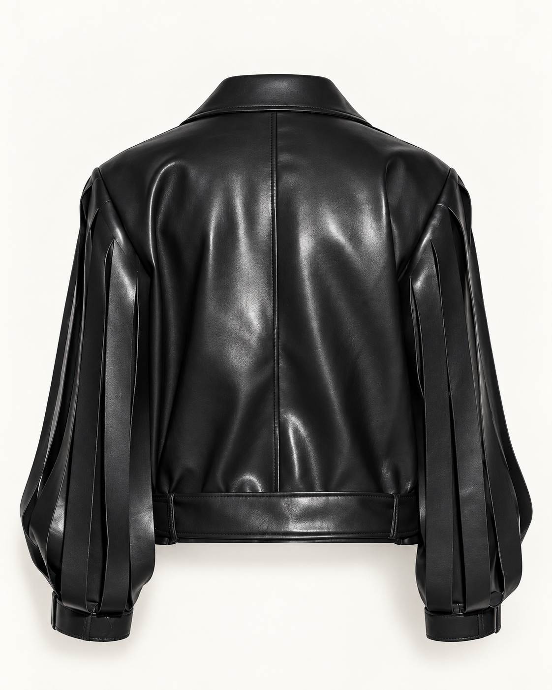 Isabelle Blanche Paris giubbotto biker in ecopelle con motivo decorativo a strisce nero