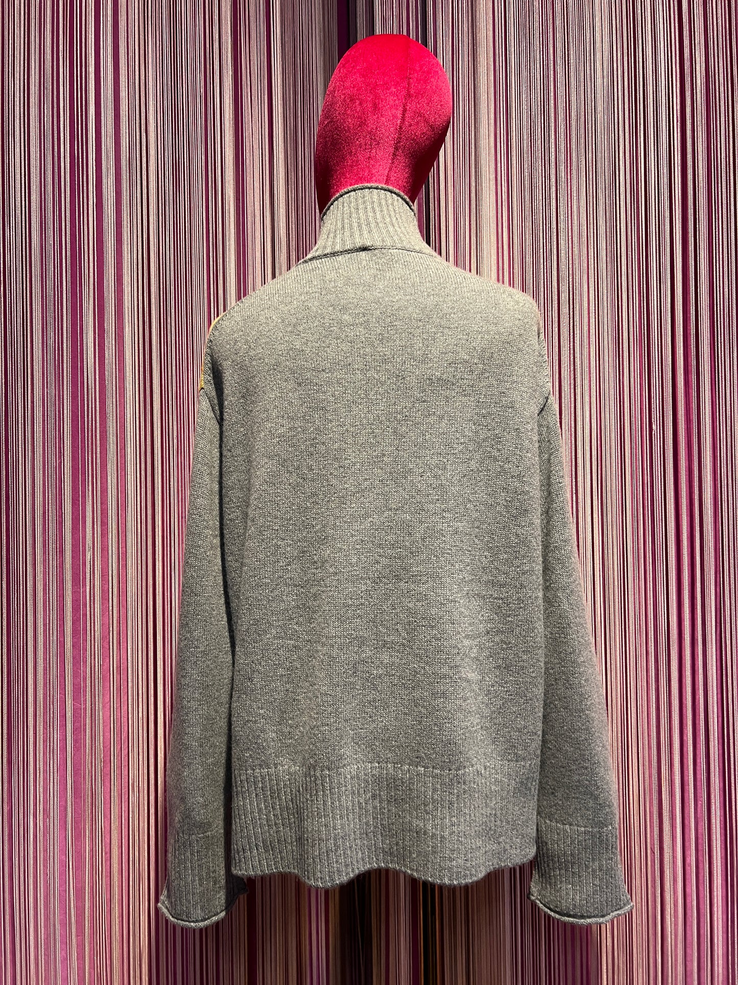 Sincere Paris maglia collo lupetto grigia  fantasia rombi