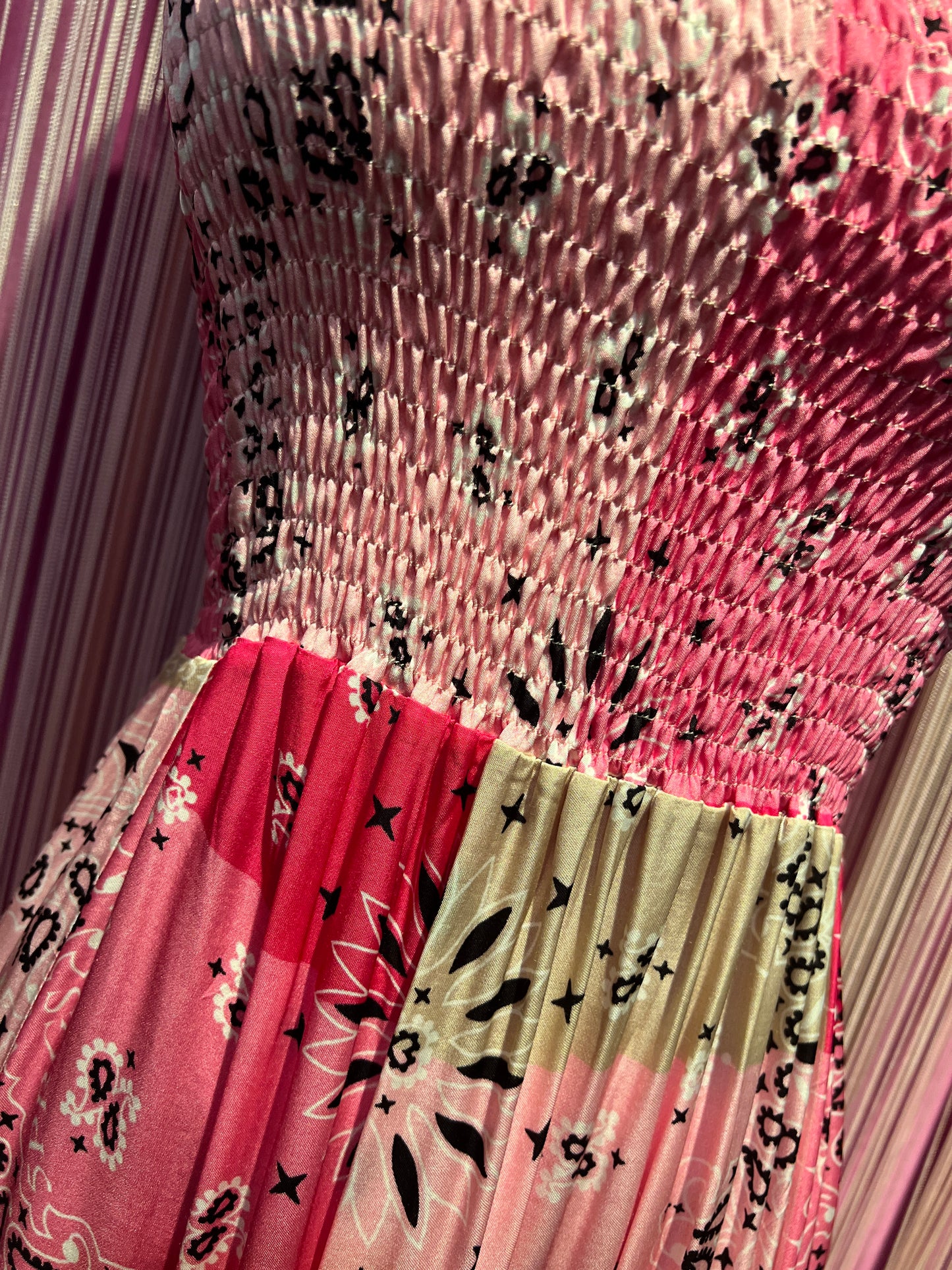 5 Progress abito lungo fantasia bandana rosa con balza