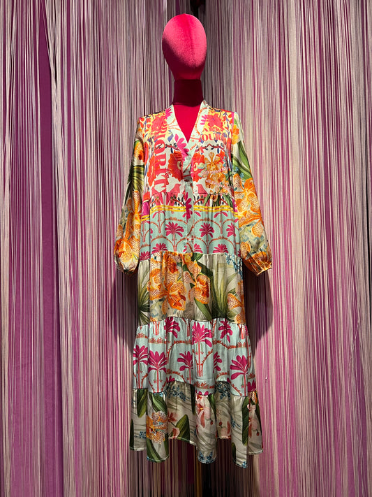 Miss goodlife abito manica a 3/4 fantasia multicolor floreale