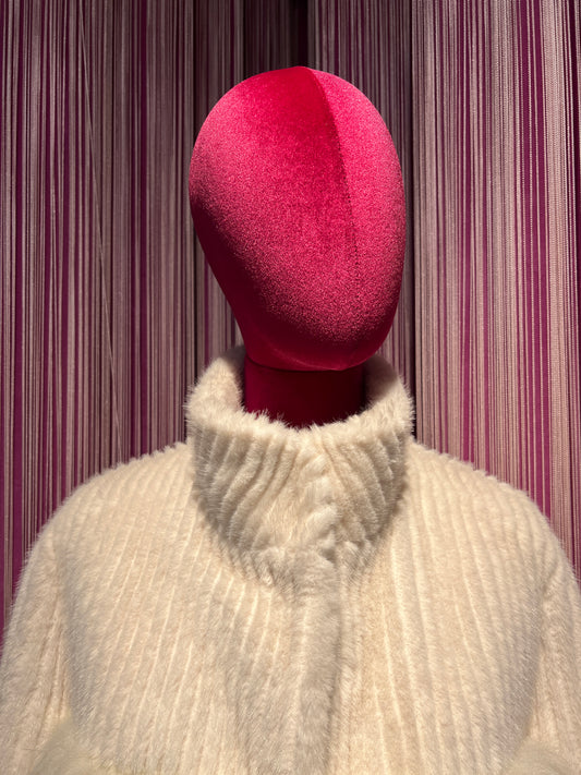 Uncommon giacca cappotto ecopelliccia panna