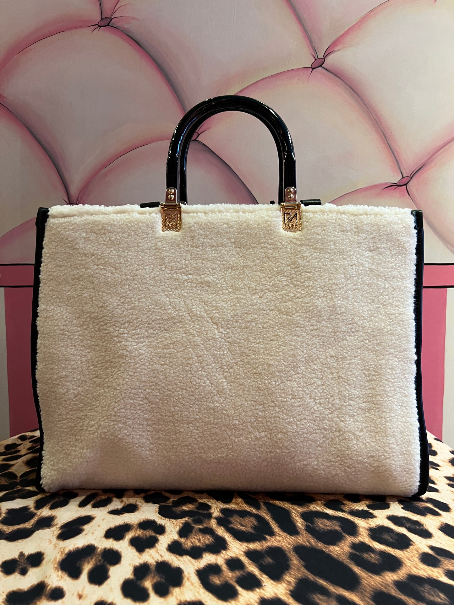 Rue Madam Paris borsa due manici con tracolla ecopelliccia burro Marvin tote winter