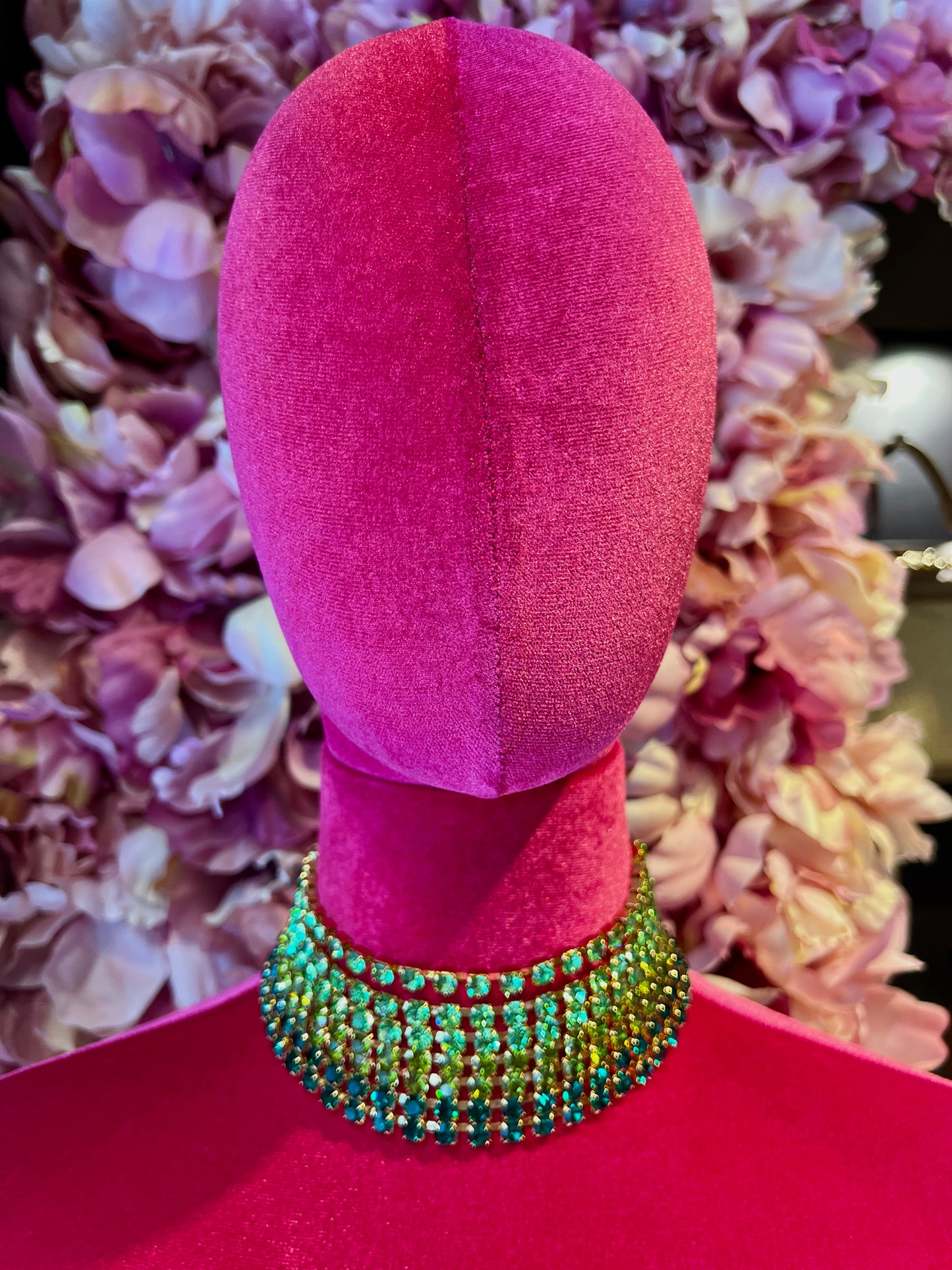 Choker cristalli 7 fili verdi