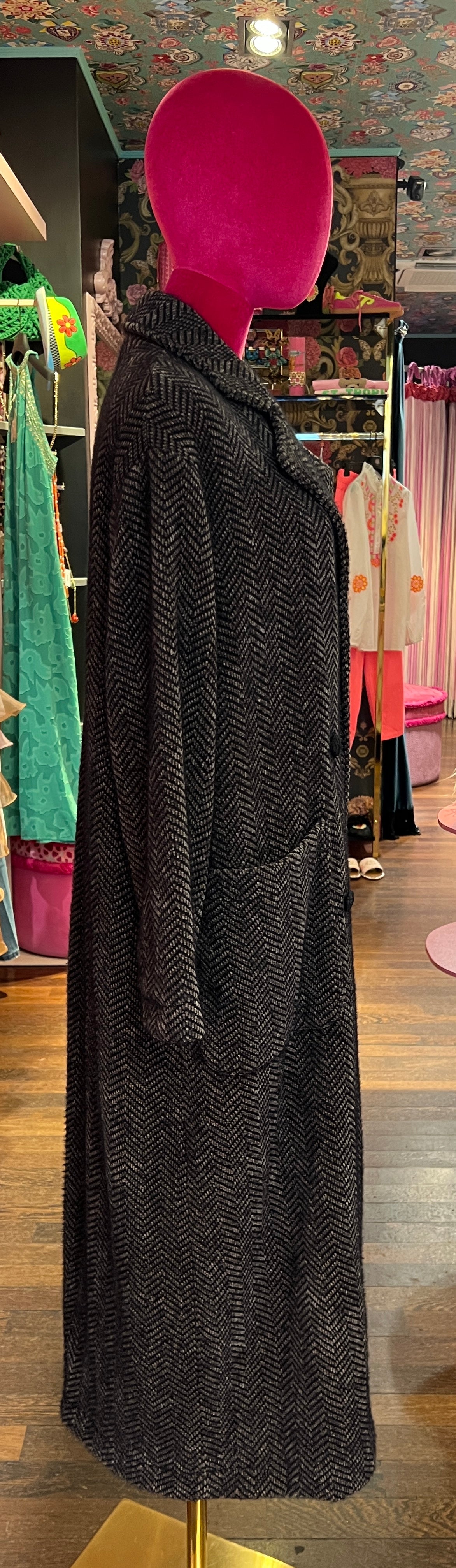 Pink memories cappotto doppiopetto spigato marrone e nero