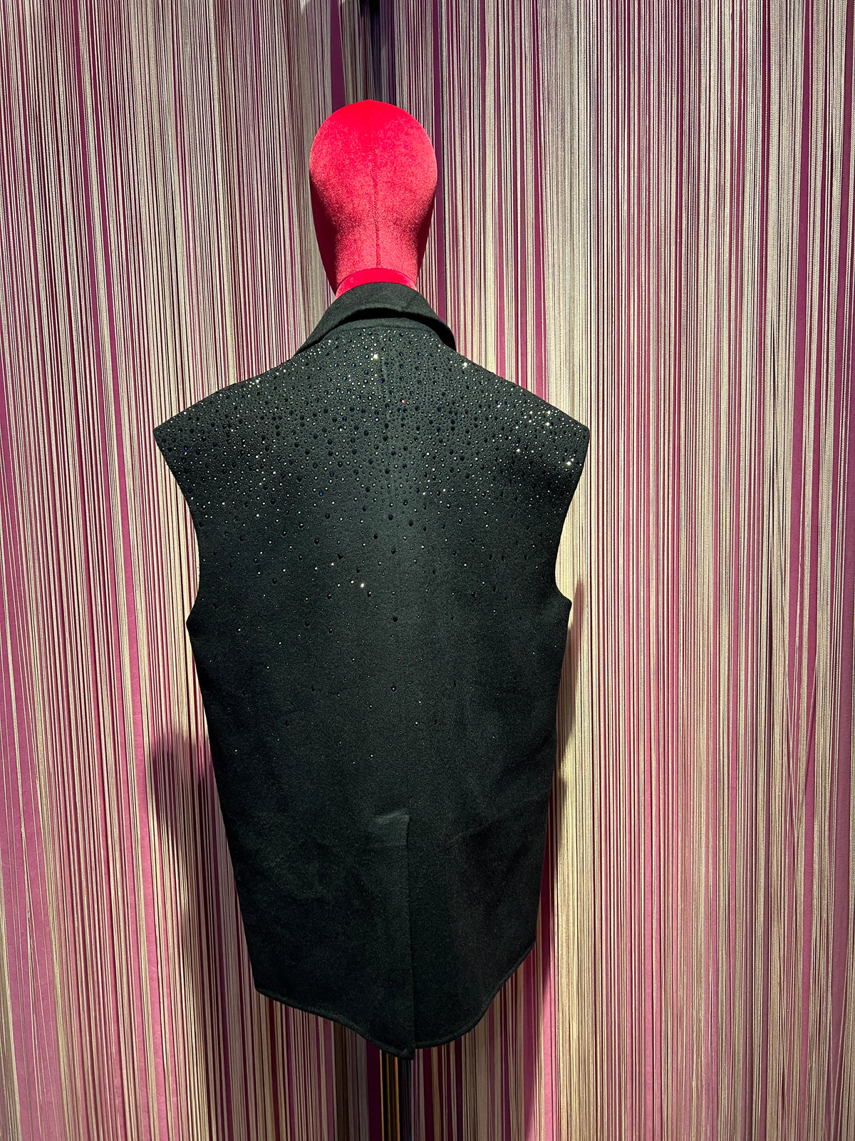 5 Progress gilet doppiopetto blu scuro con cristalli lana e cachemire