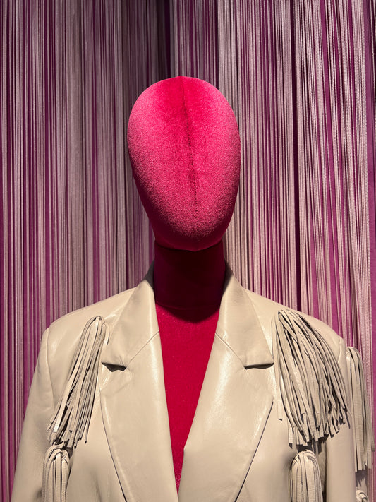 Isabelle Blanche Paris blazer in ecopelle con nappe di frange ghiaccio