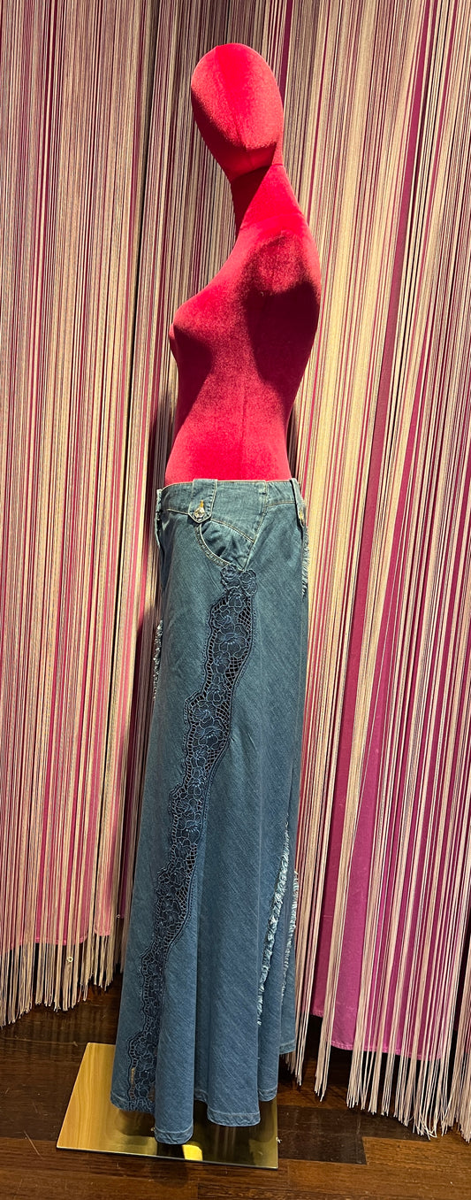 Ermanno Scervino gonna jeans lunga con pizzo laterale
