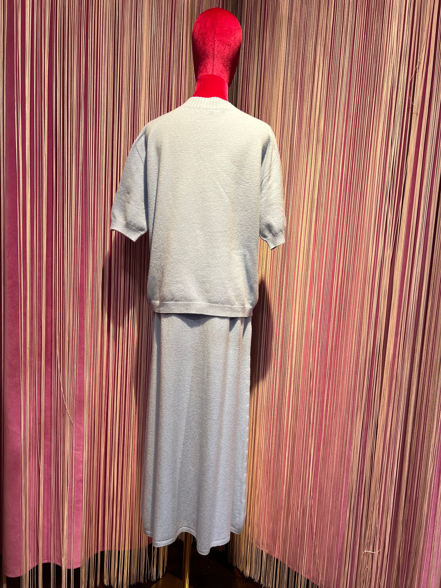 Love & roses completo celeste con patch maglia e gonna
