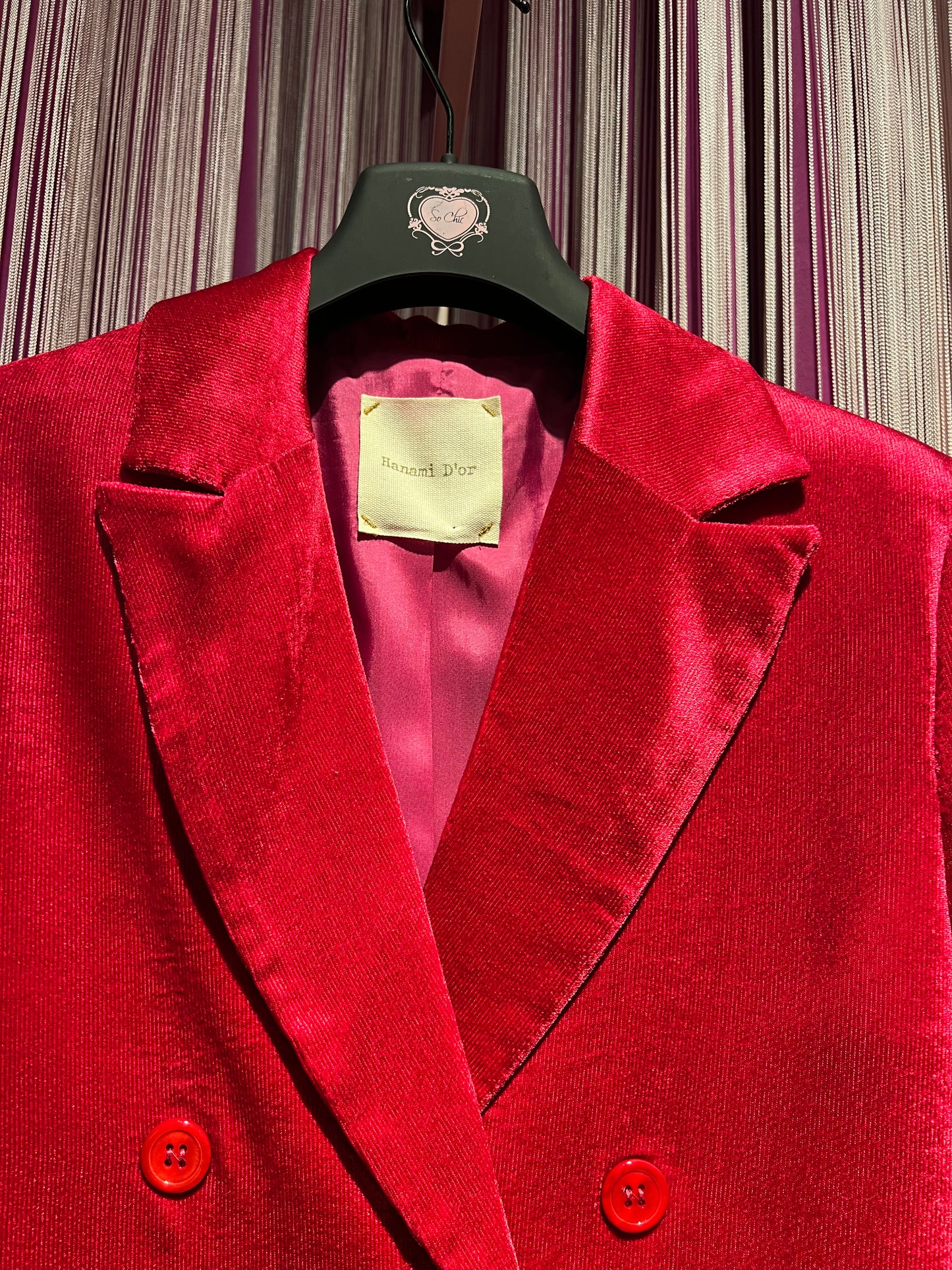 Hanami D’or giacca doppiopetto velluto rubino Otilde sconto 50%