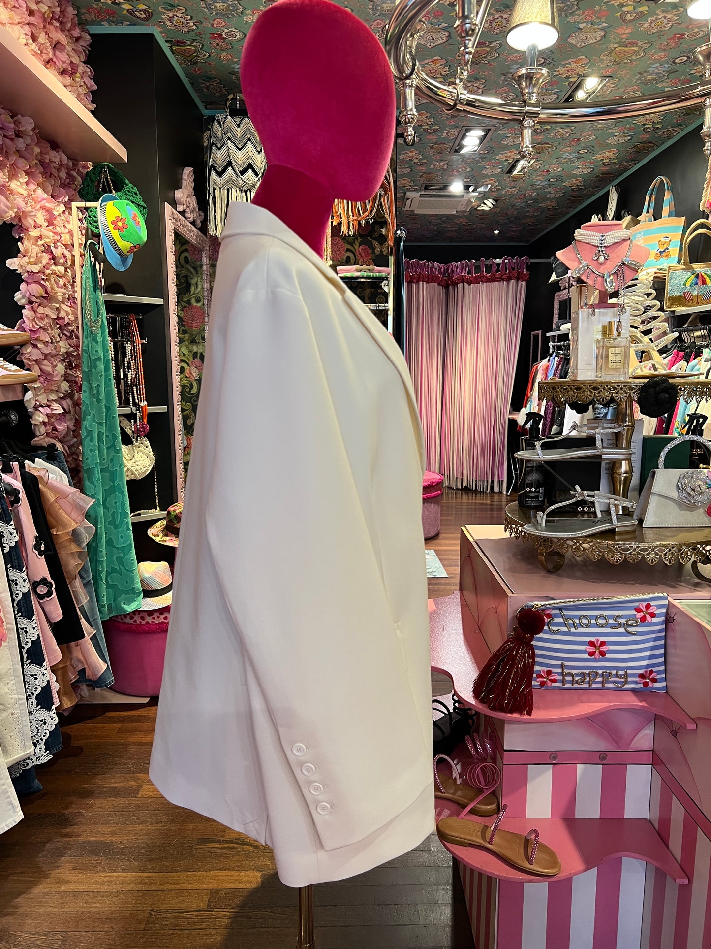 Semicouture giacca panna con cinta Christiana
