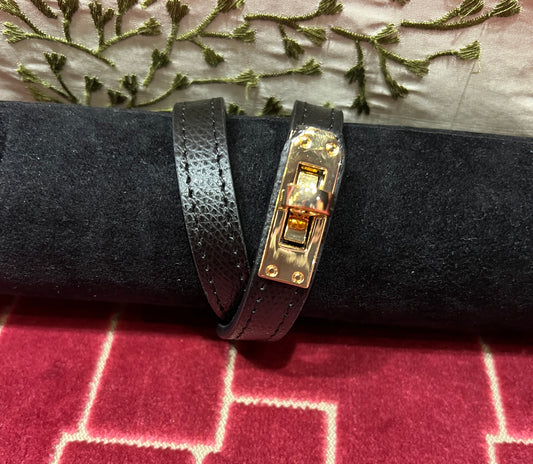 Bracciale vera pelle nero