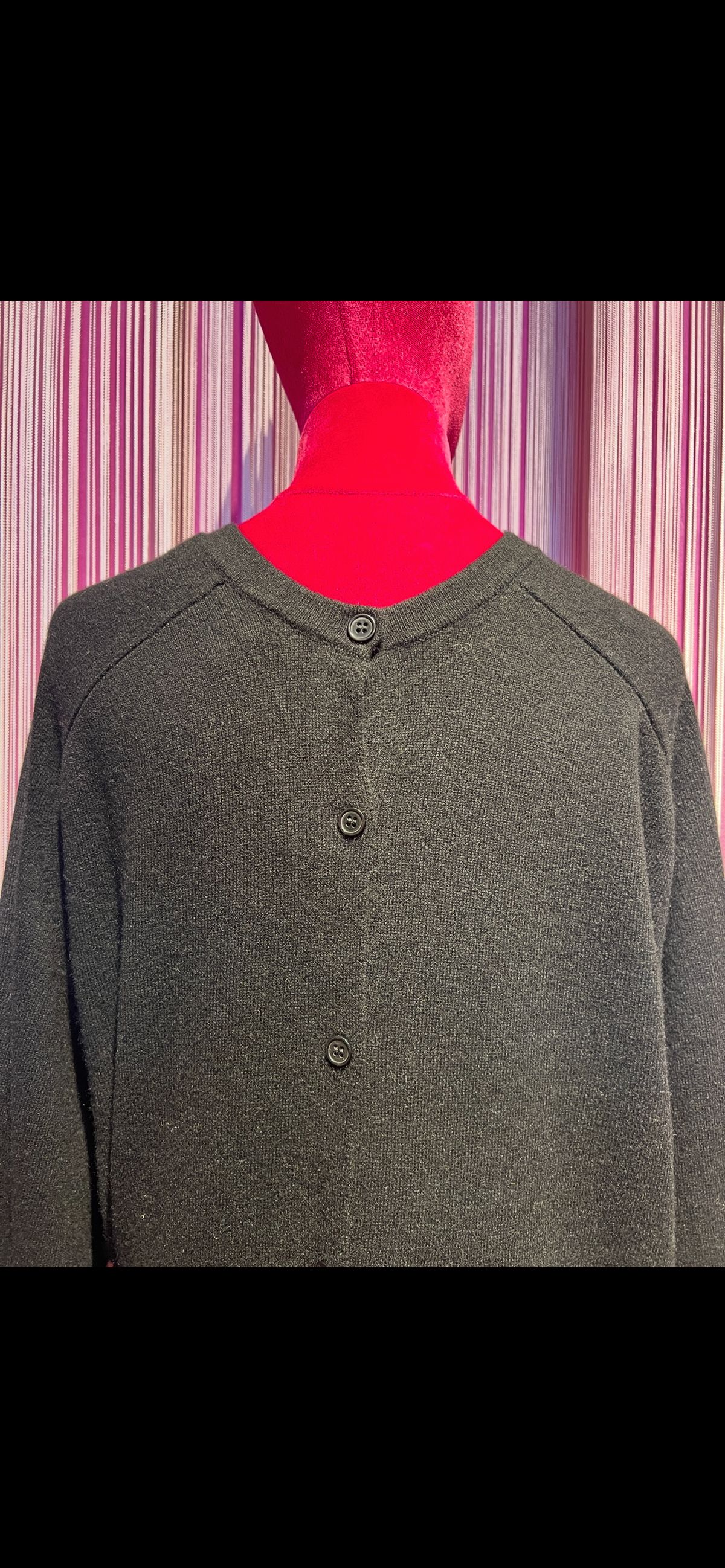 Circus Hotel cardigan nero misto cachemire reversibile fronte e retro completo di cinturino in pelle