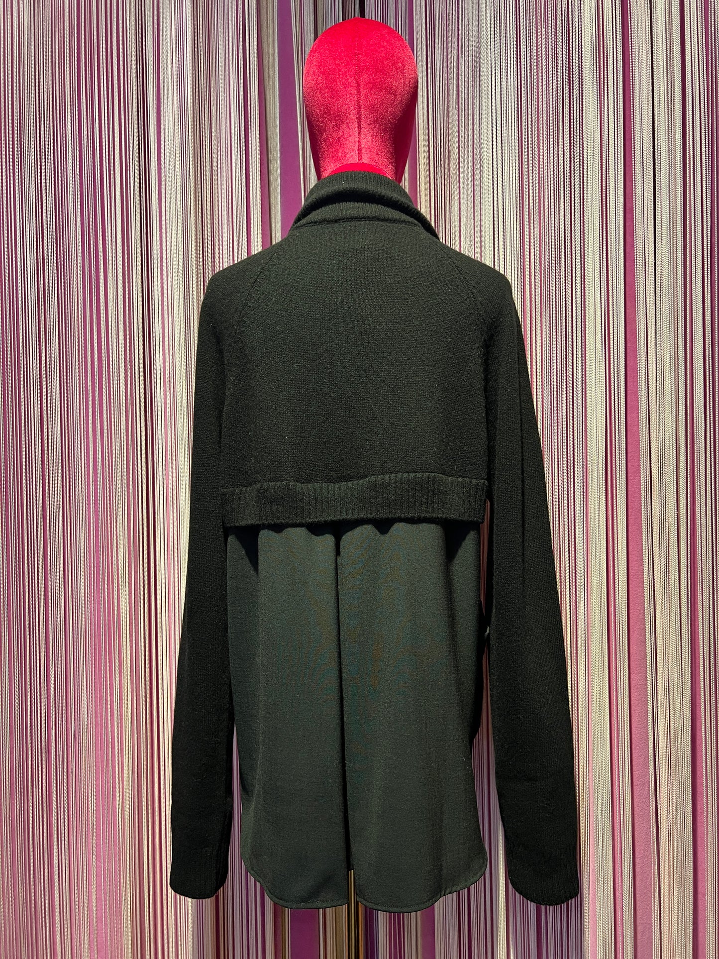 Semicouture maglia zip collo in lana merinos e dettagli in fresco di lana