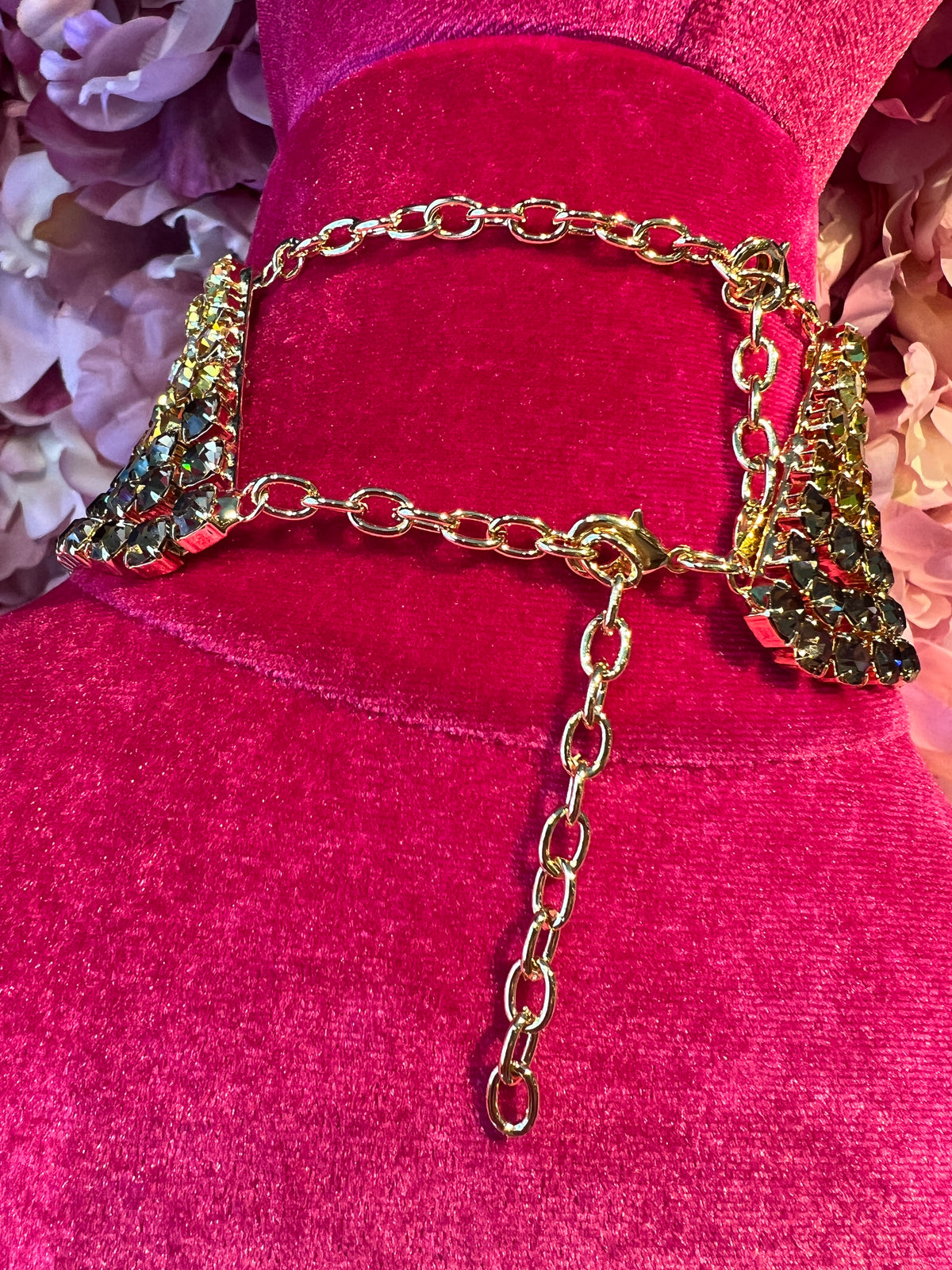 Choker cristalli 7 fili giallo e topazio