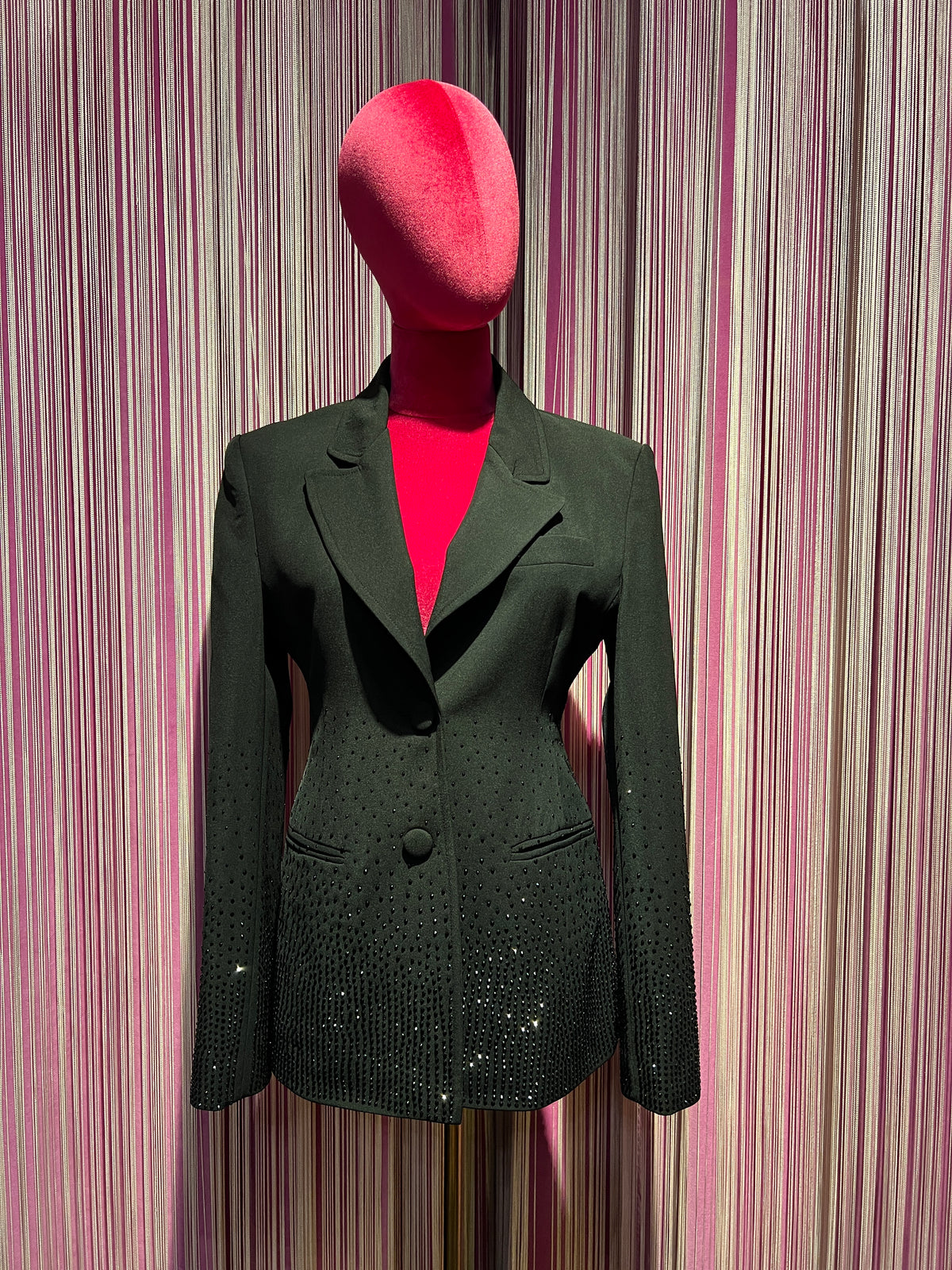 The room blazer monopetto avvitato nero con cristalli