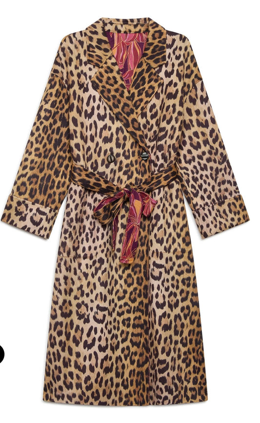 Maliparmi cappotto reversibile da un lato fantasia gigli bordò dall’altro fantasia animalier
