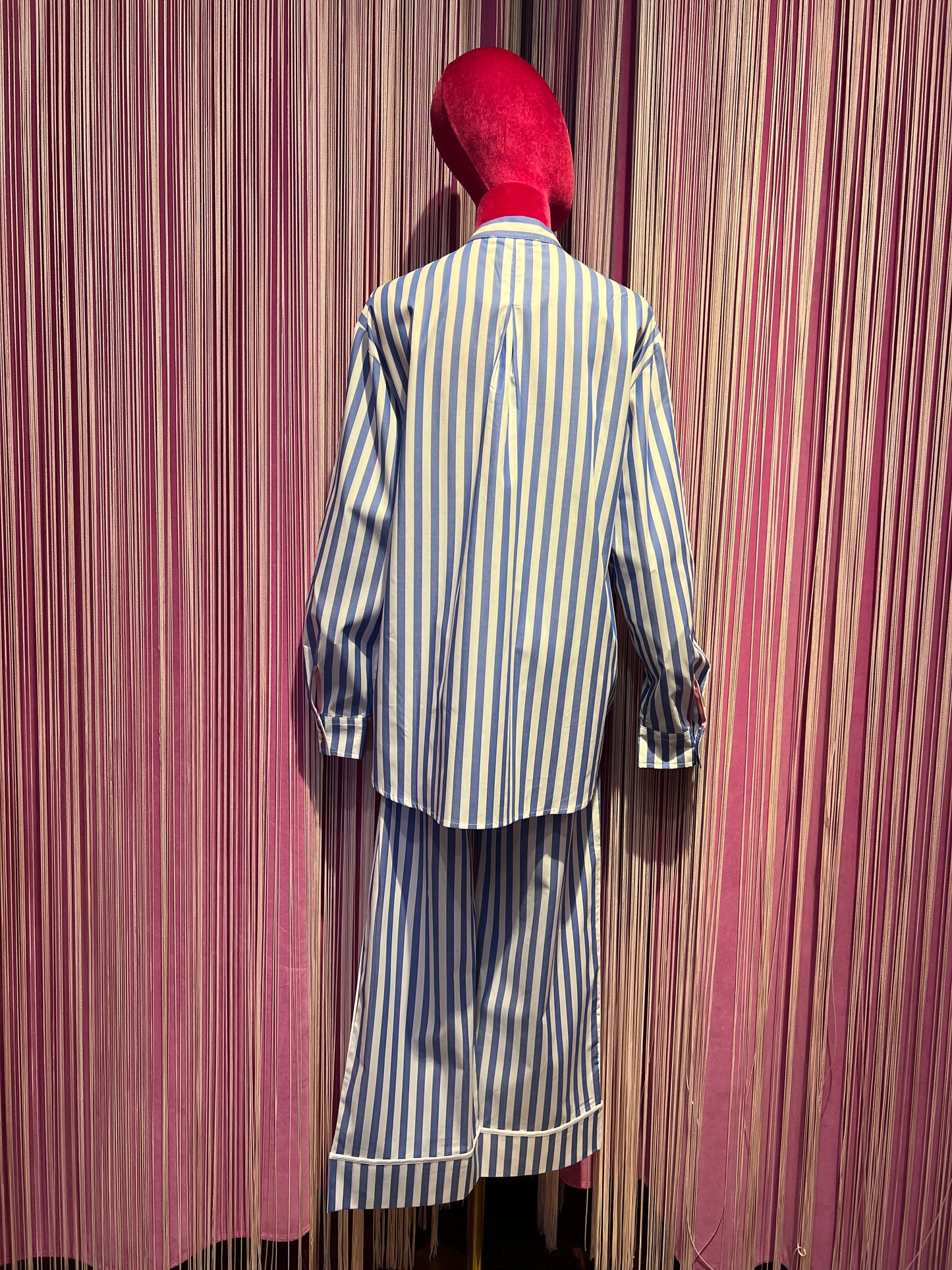 Miki Thumb completo camicia e pantalone righe azzurro e bianco