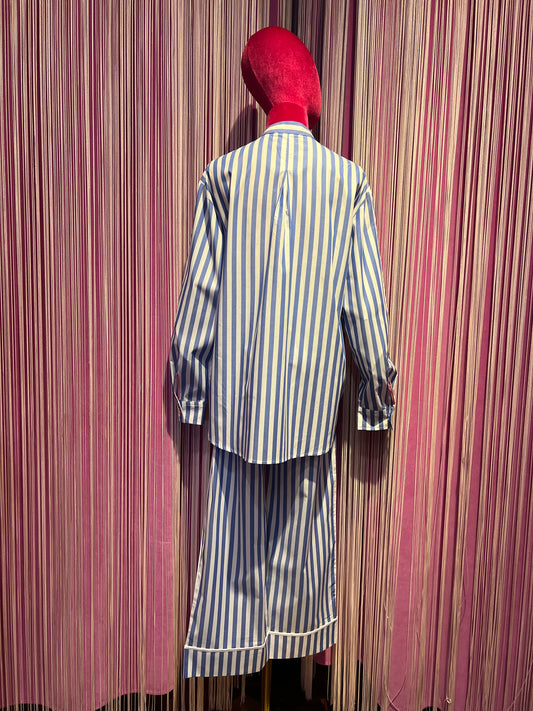 Miki Thumb completo camicia e pantalone righe azzurro e bianco