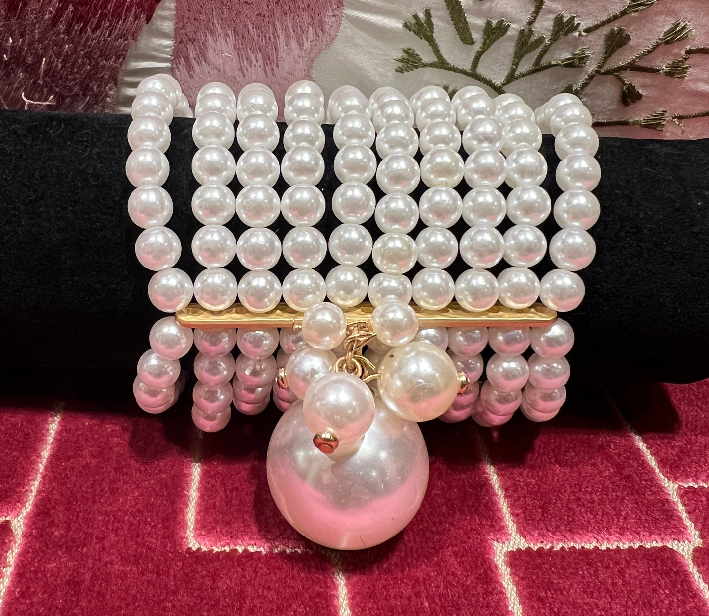 Bracciale multifili perle con perla grande