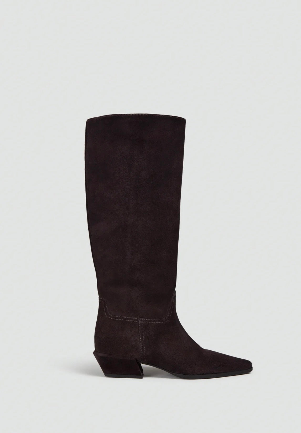 Semicouture stivale texano in pelle scamosciata moka con tacco squadrato