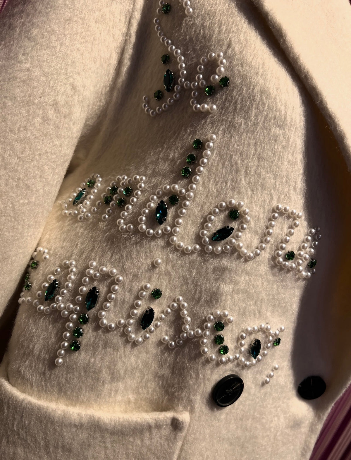 Front street giacca 100% lana doppiopetto con decorazioni perle e cristalli