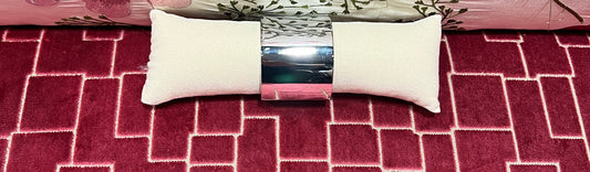 Bracciale alto metallo argento chiusura a molla