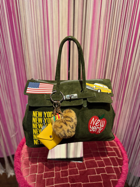 Mia Bag New York camoscio verde militare mis cm 38 larghezza e cm 27 altezza con tracolla