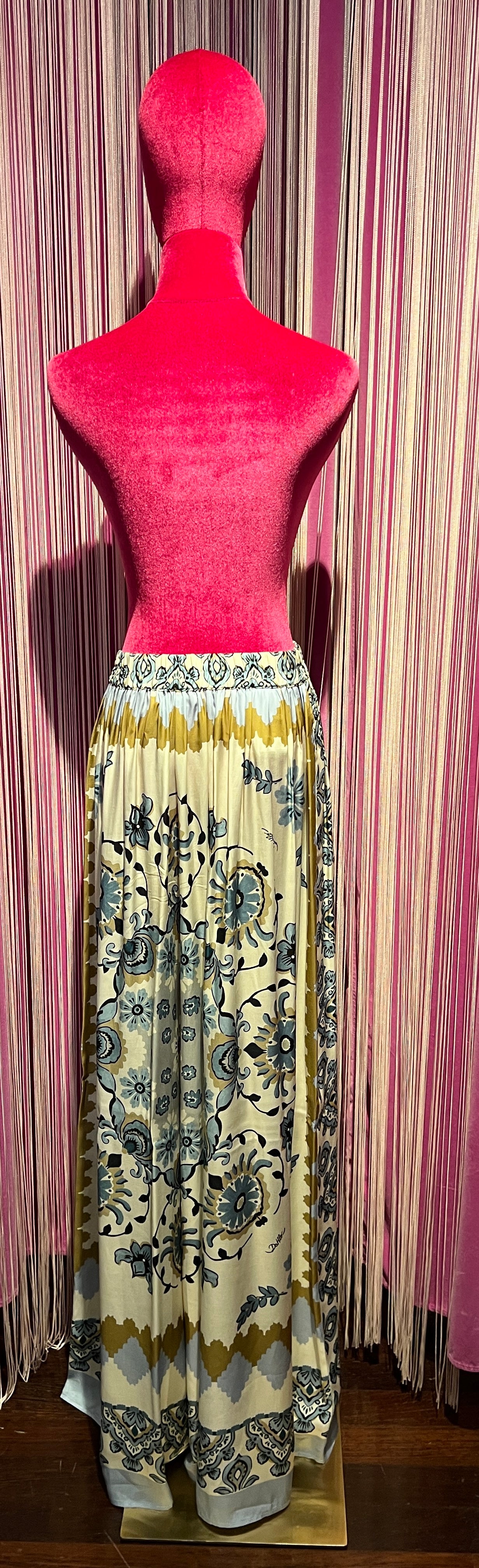 Dahlo -50% di sconto di sconto pantalone palazzo fantasia azzurro polvere
