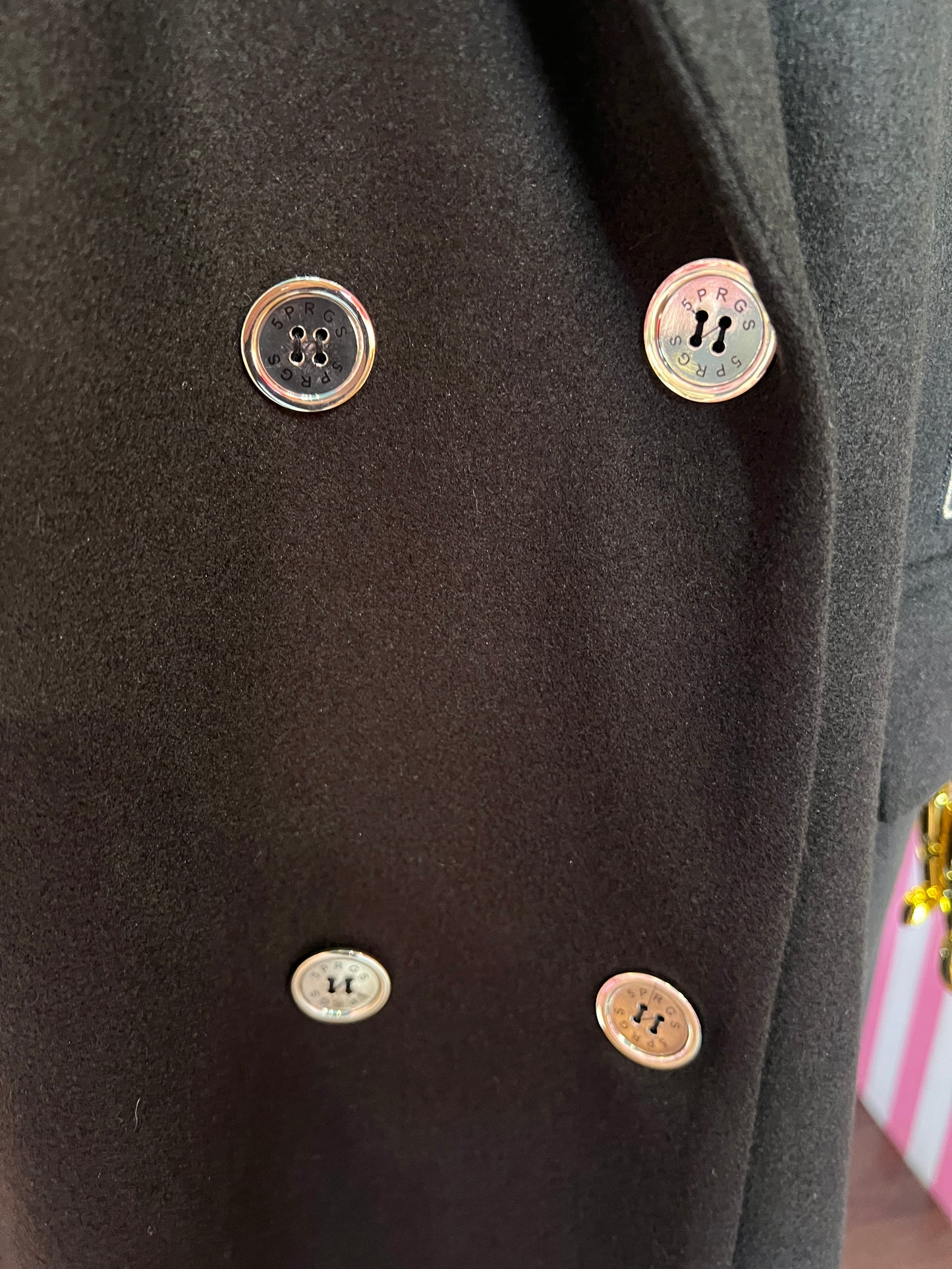 5 Progress gilet cappotto nero lungo con patch