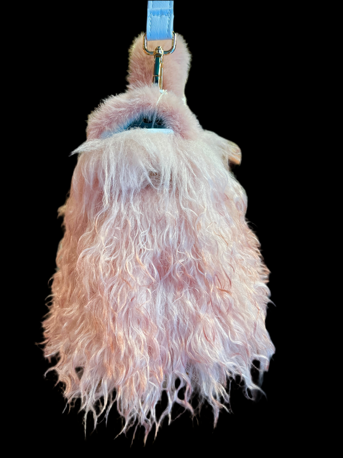Show-up Milano borsa con tracolla in eco Mongolia ed ecopelle , colore rosa cipria
