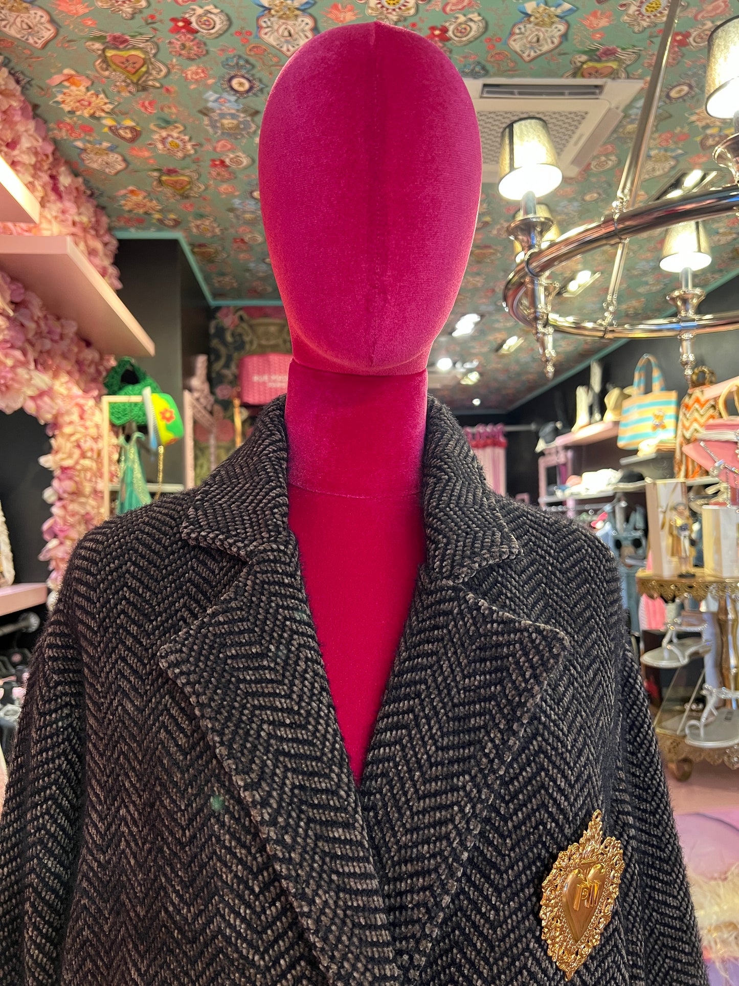 Pink memories cappotto doppiopetto spigato marrone e nero