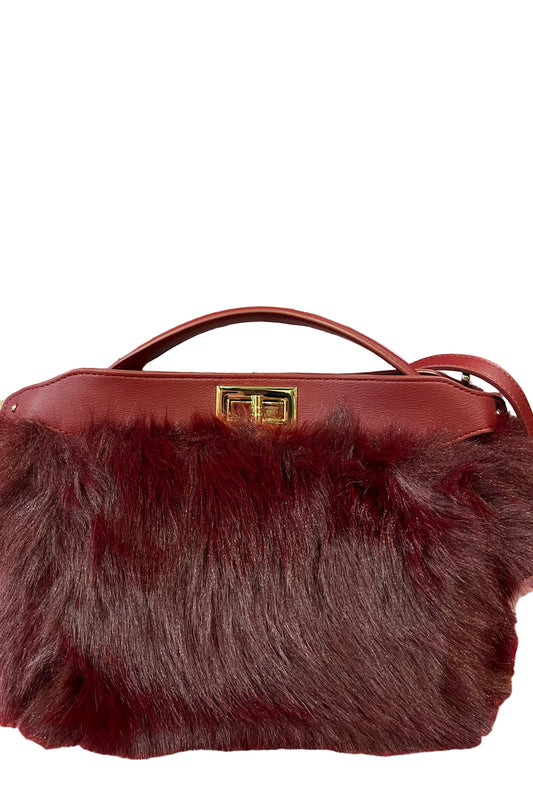 Borsa ecopelliccia burgundi con tracollina