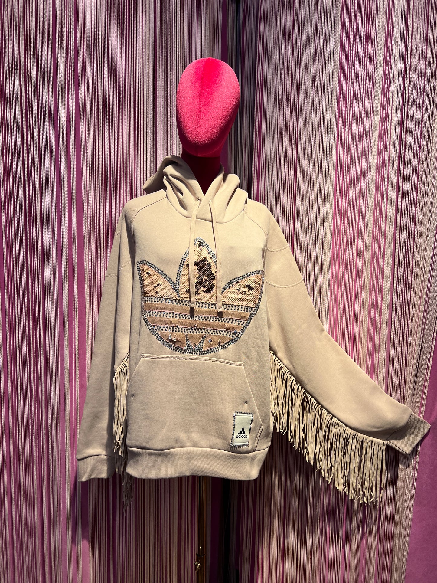 Adidas felpa con cappuccio logo in paillettes