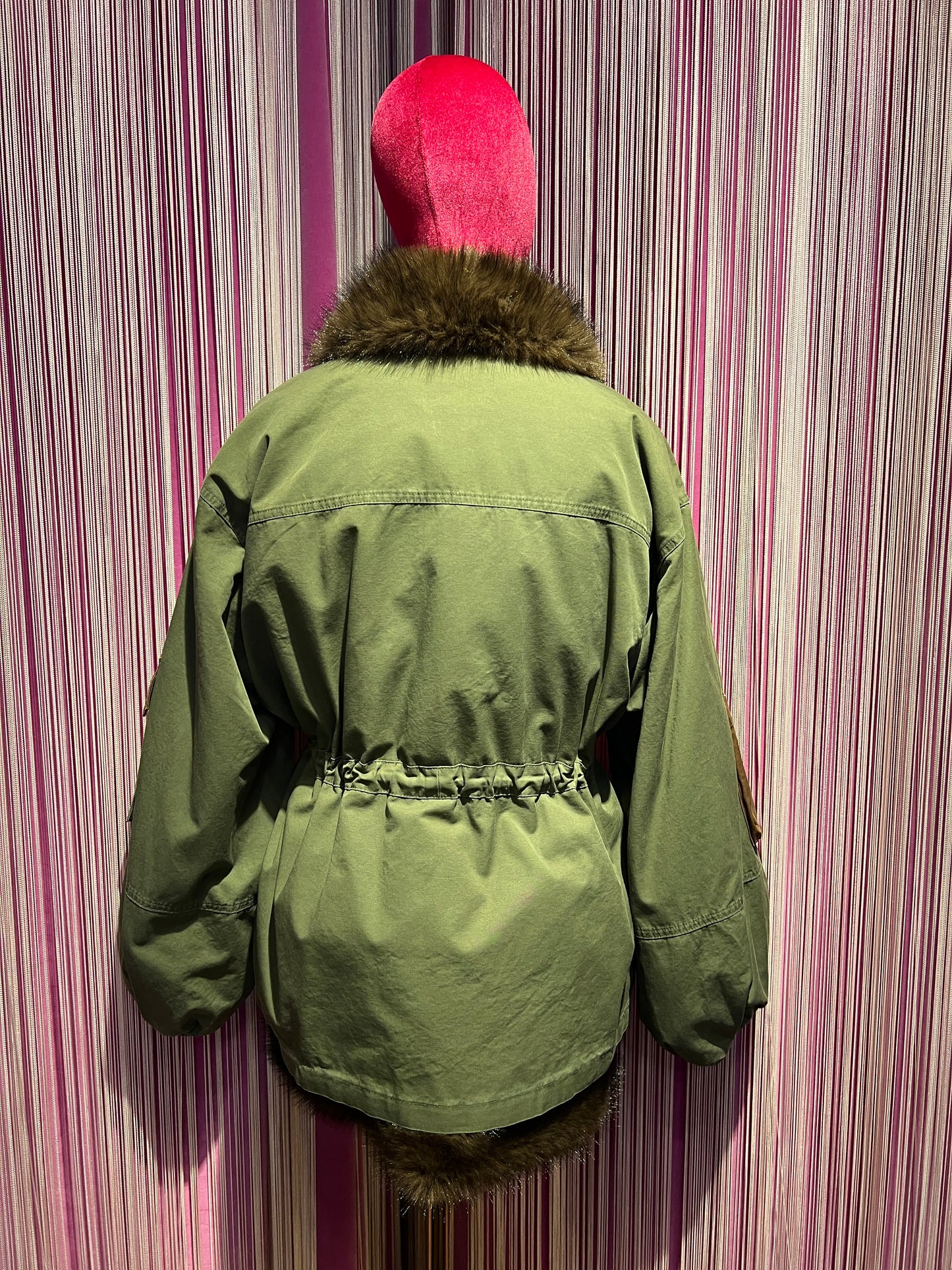 Front street parka verde militare sfoderabile ecopelliccia all interno