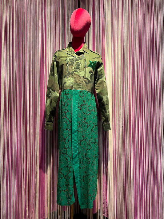 Pds spolverino con patch topolino paillettes e pizzo verde