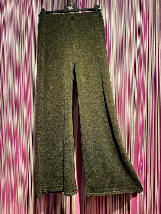 Erendira pantalone in maglia lurex verde militare