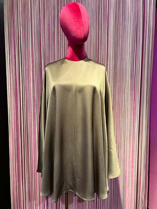 Semicouture abito corto in satin modello poncho colore taupe