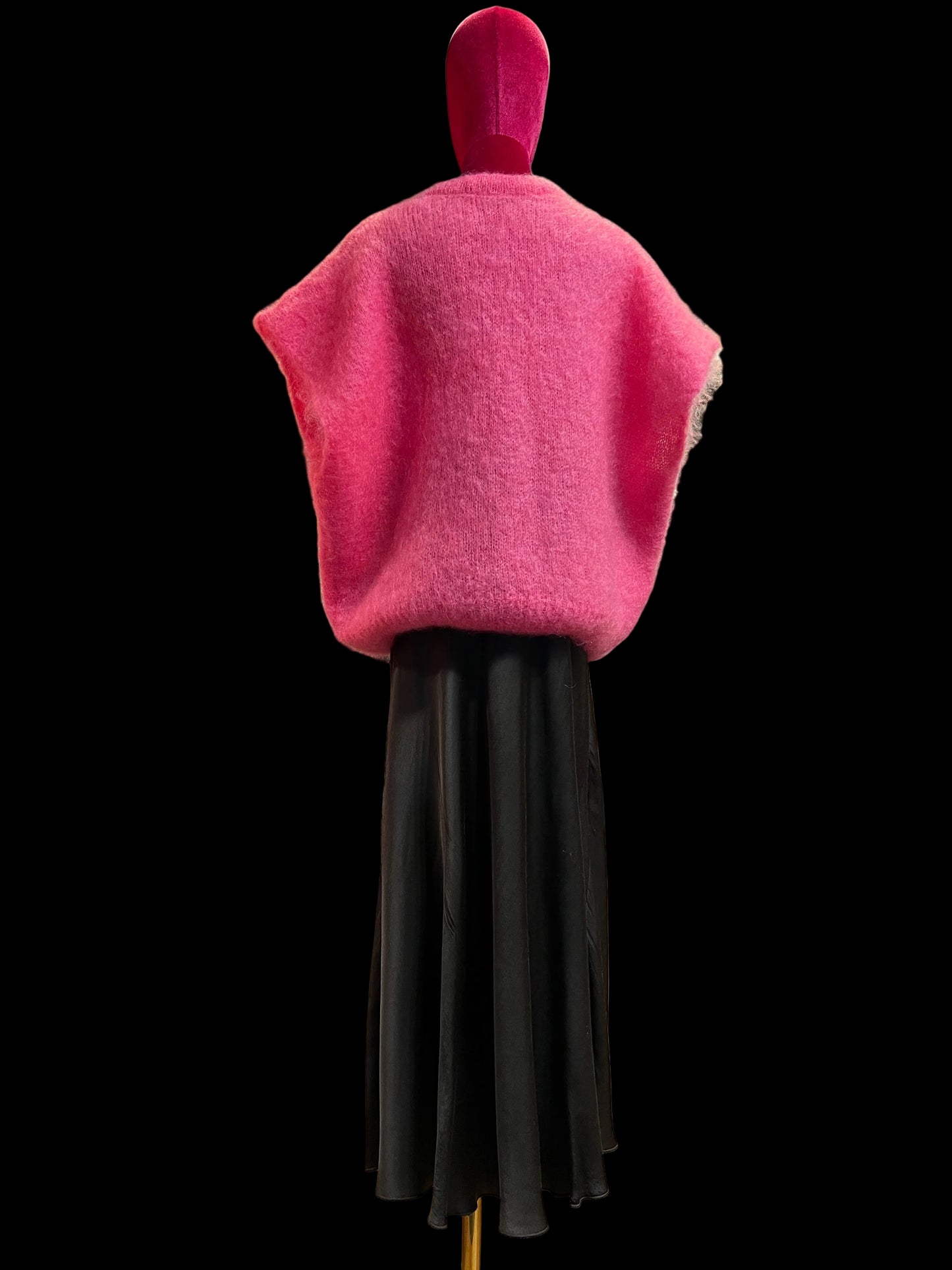 Love & roses completo gilet over mohair rosa bubble e gonna a sirena in satin  cioccolato fondente