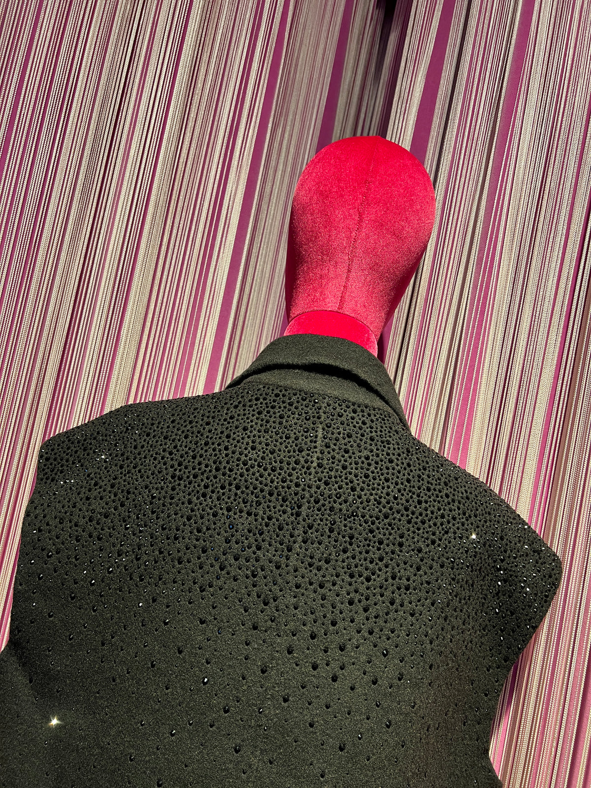 5 Progress gilet doppiopetto nero con cristalli lana e kashmir