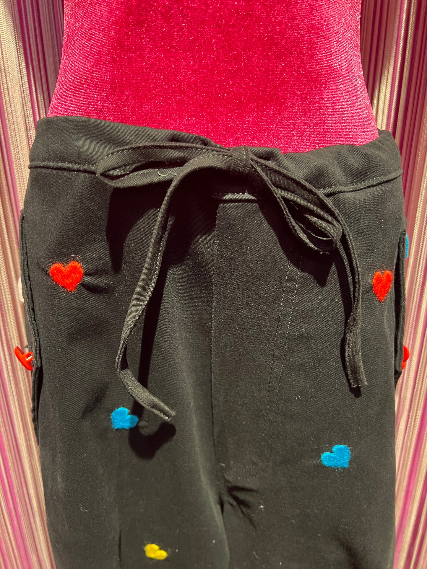 Front street pantalone nero paracadutista cuori