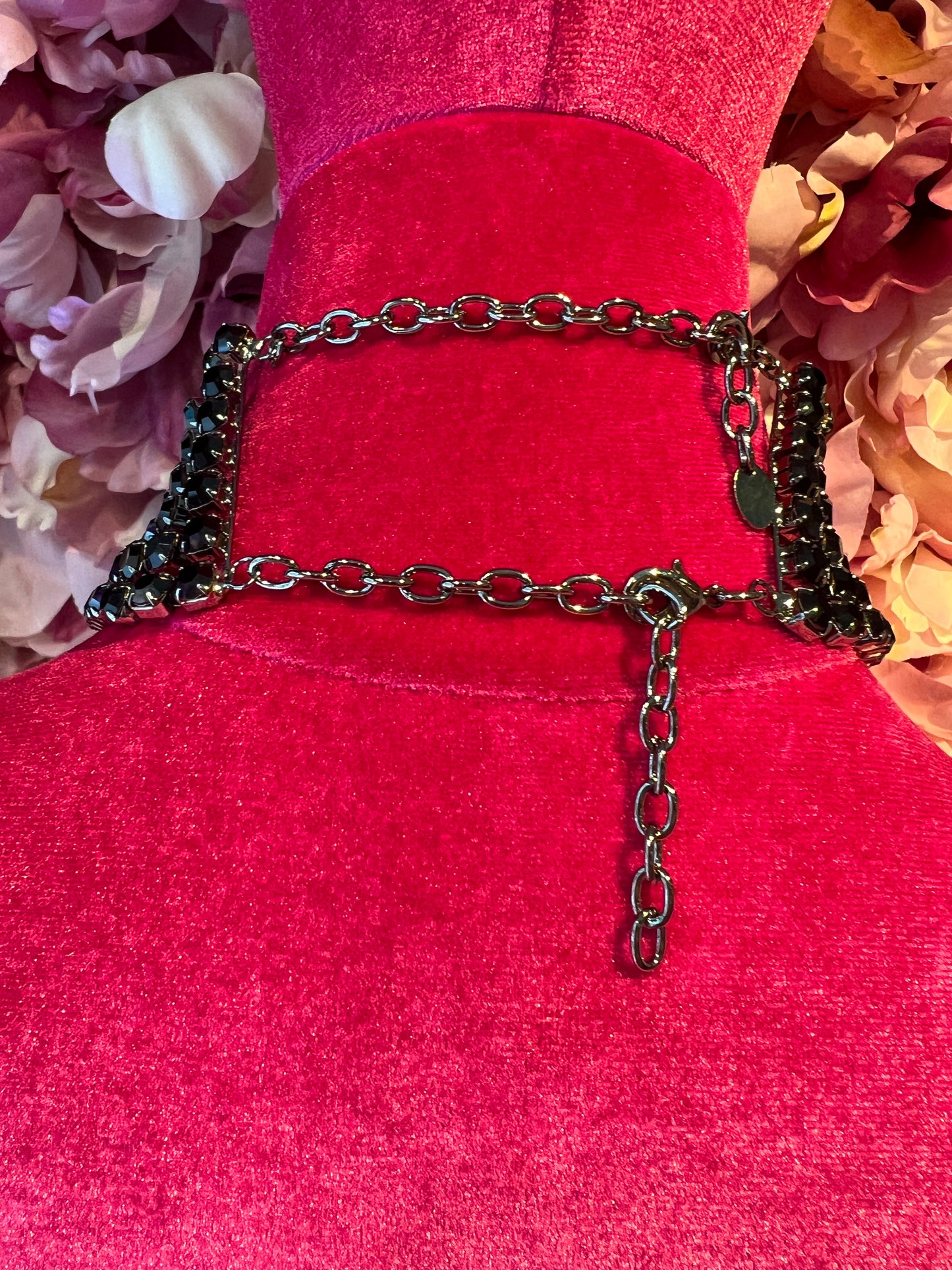 Choker cristalli 7 fili neri