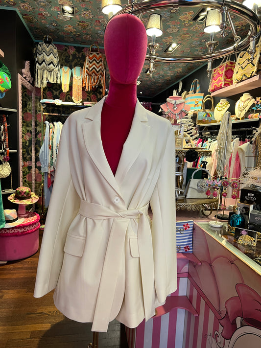 Semicouture giacca panna con cinta Christiana