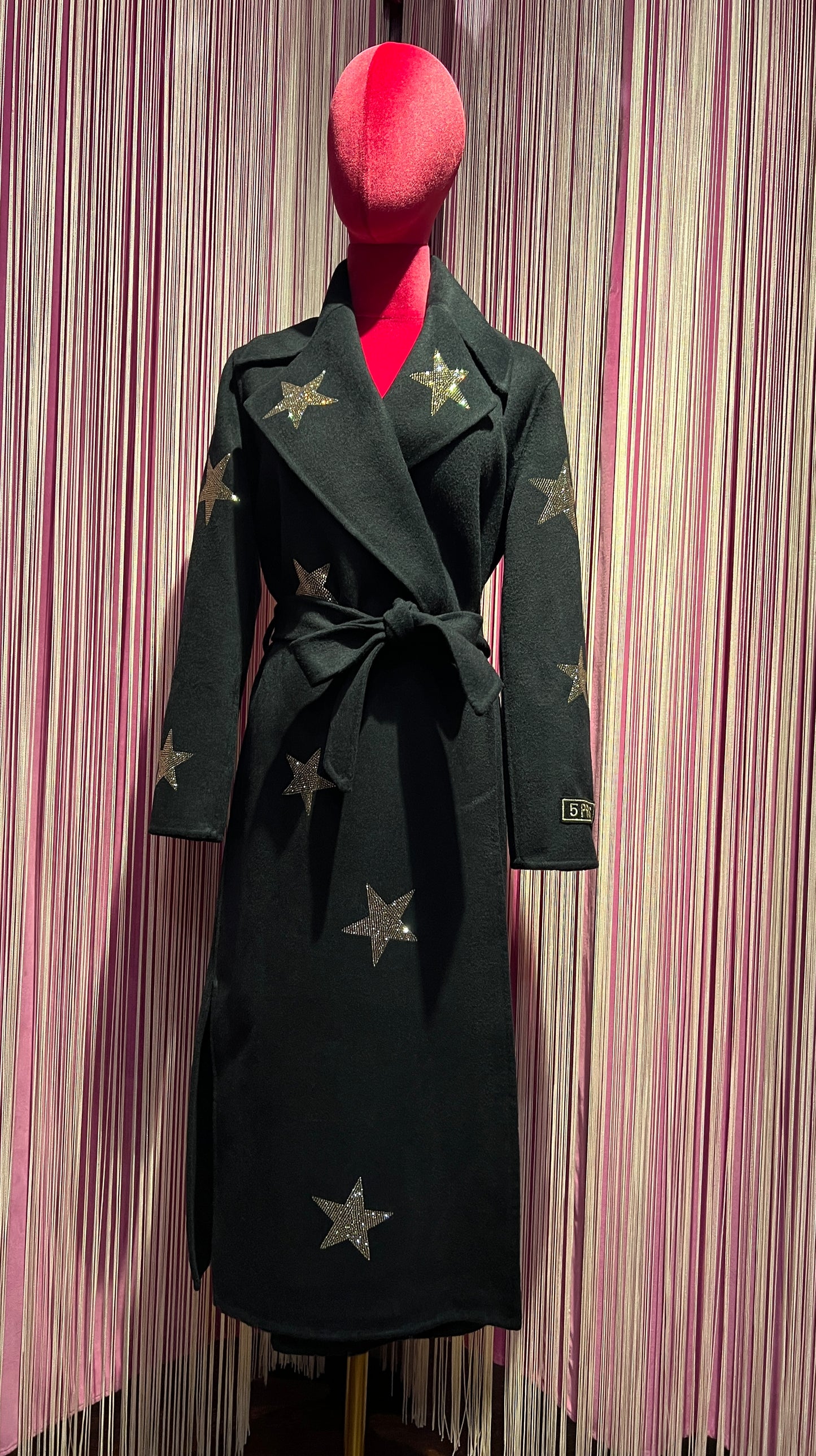 5 Progress cappotto con cinta blu scuro applicazioni stelle in cristallo