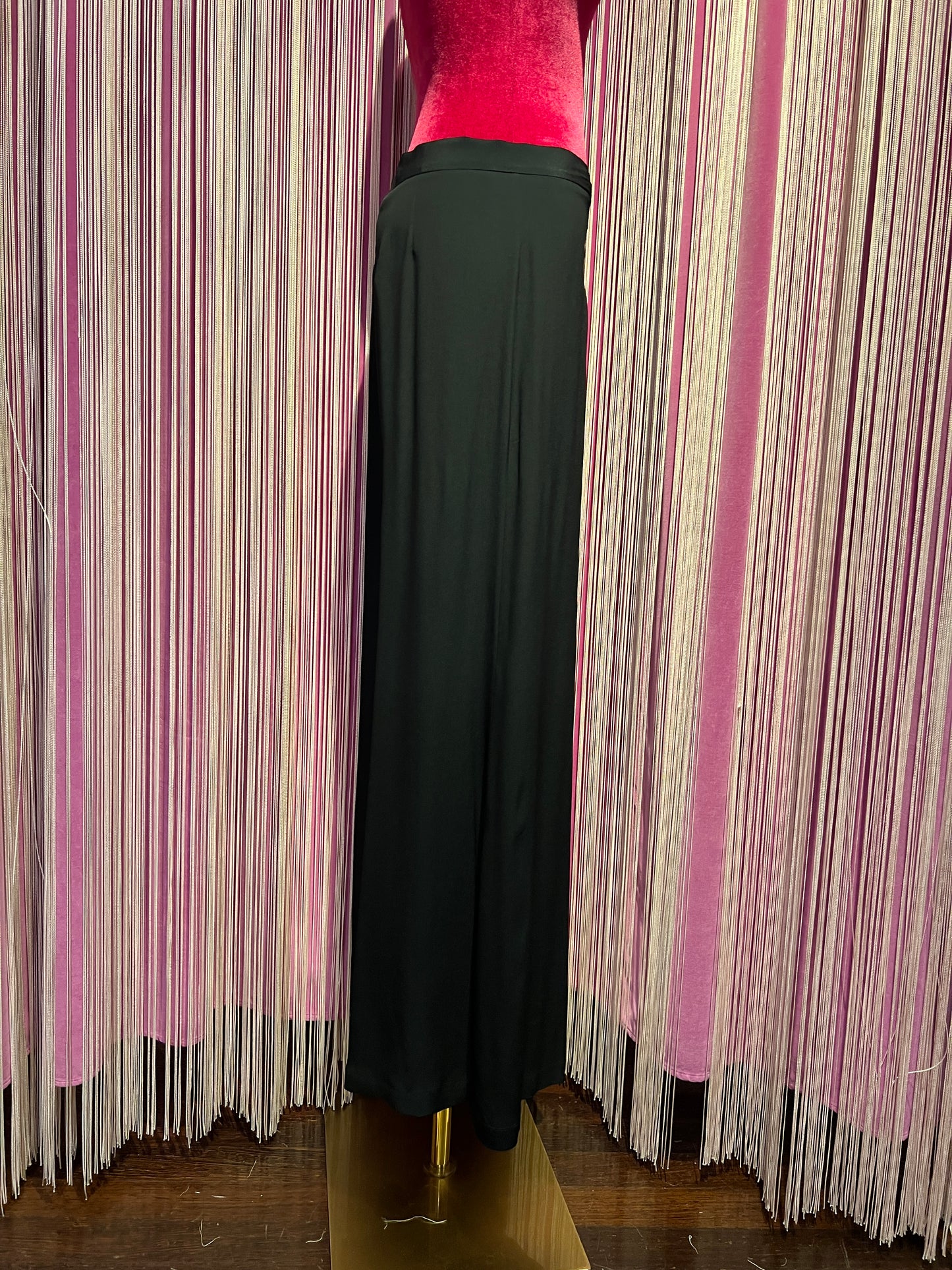 Semicouture pantalone a gamba ampia in crepe de chine nero