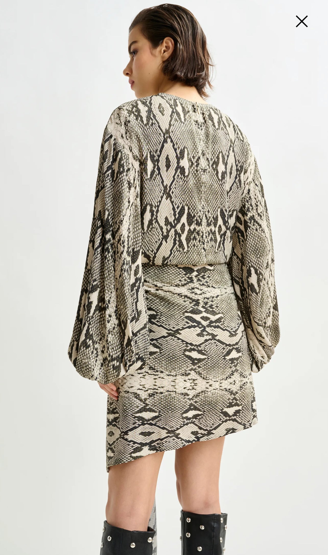 Essentiel antwerp abito stampa pitone arricciato con gonna drappeggiata Ifrench