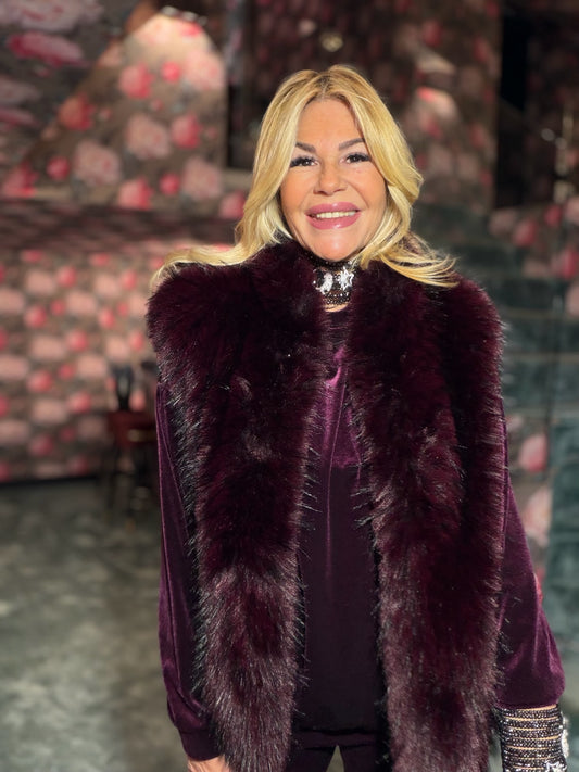 The room gilet ecopelliccia burgundi