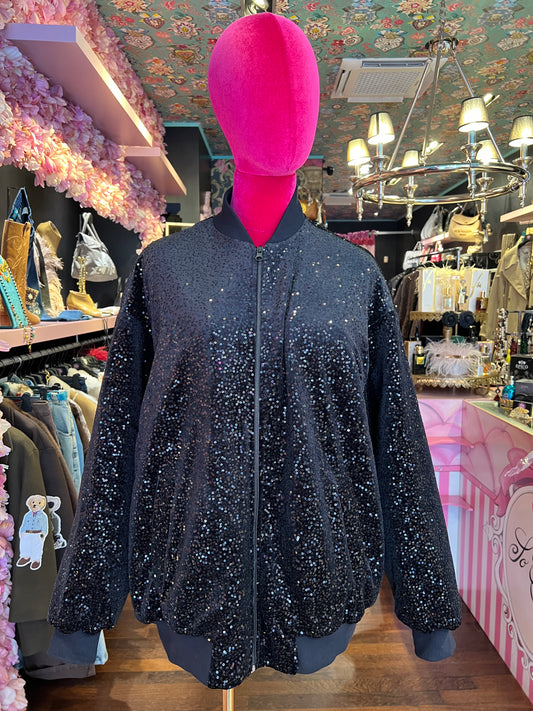 Don’t @me bomber nero velluto con micro paillettes